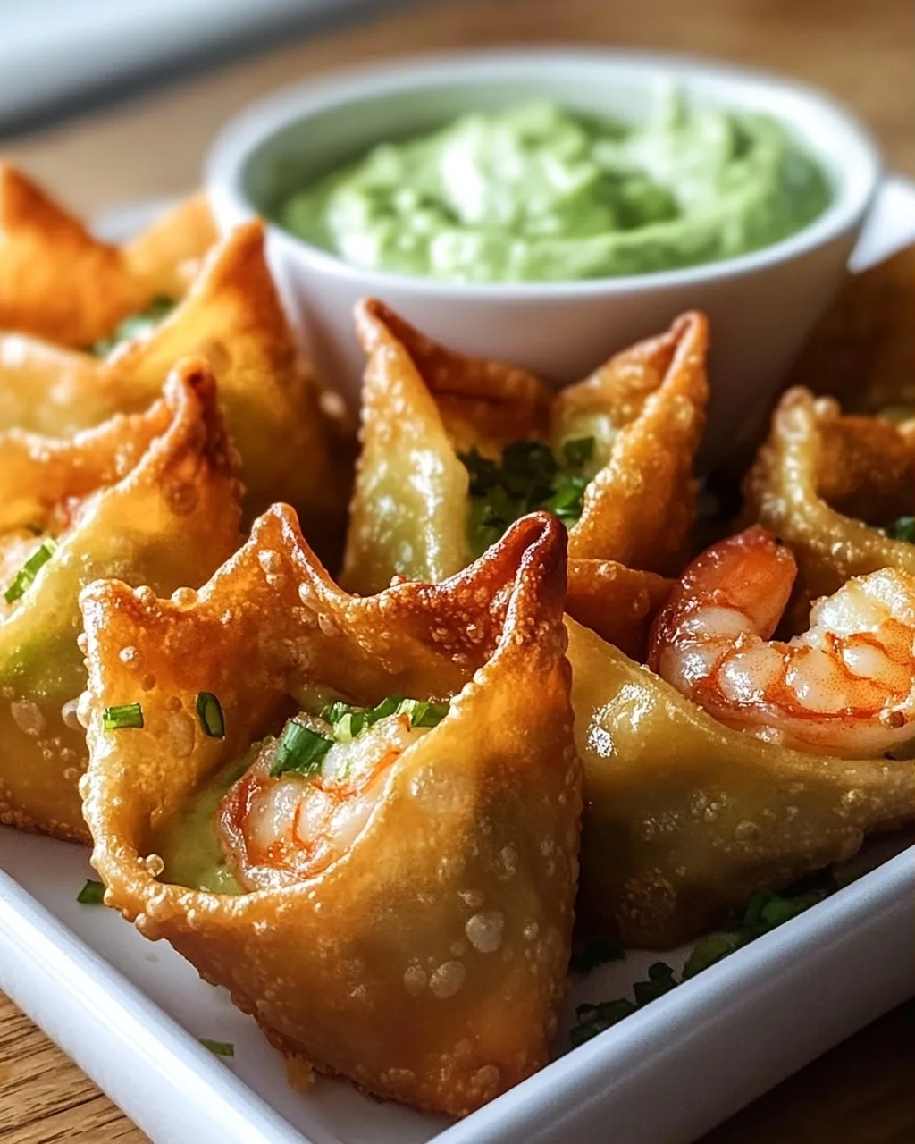 Avocado-Limetten-Wontons mit Garnelen