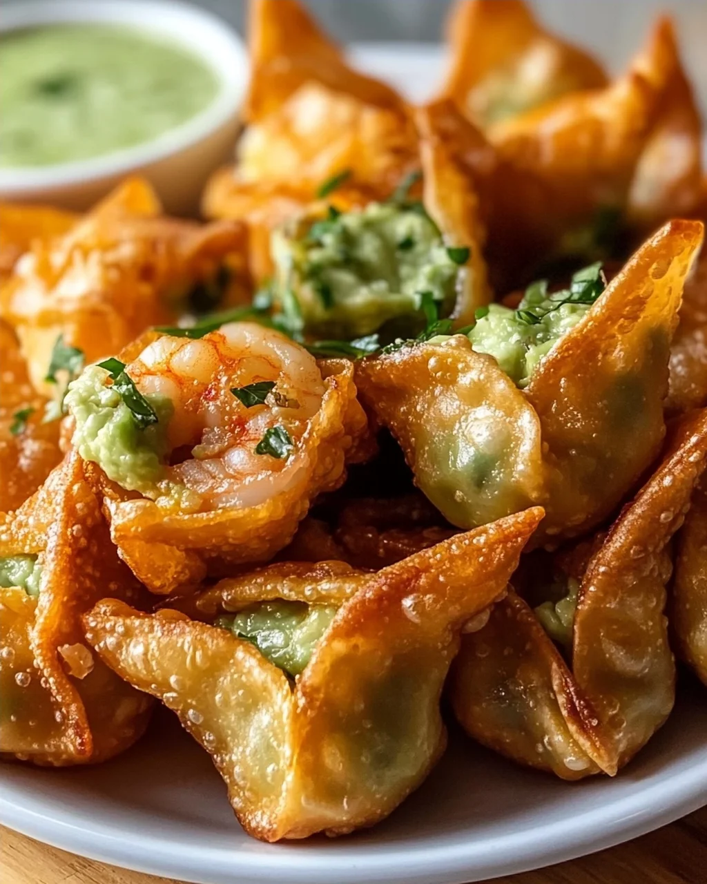 Avocado-Limetten-Wontons mit Garnelen