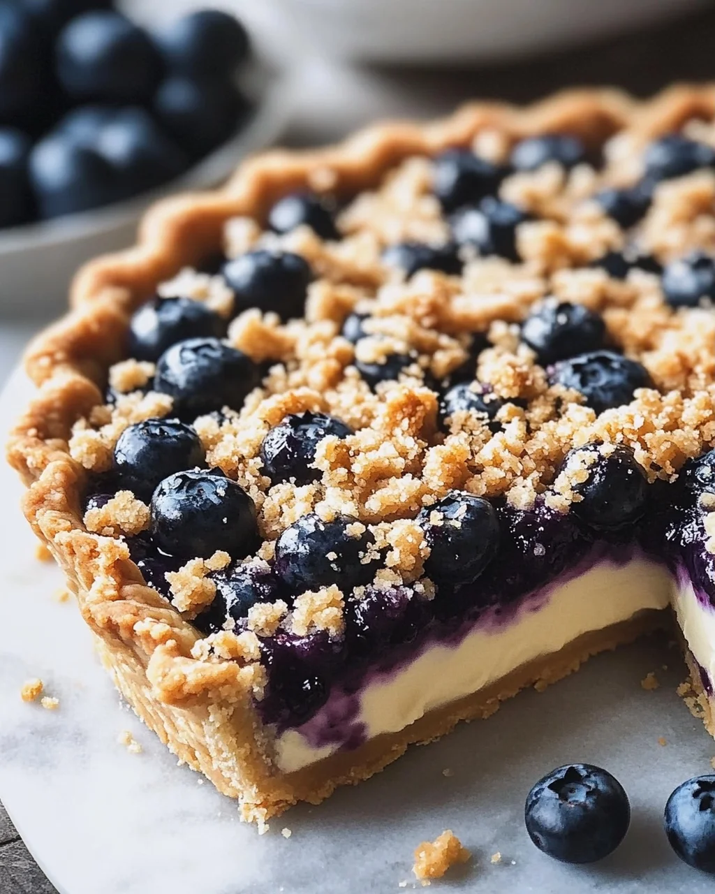 Blaubeer-Tarte mit Vanille-Schmand und Streuseln