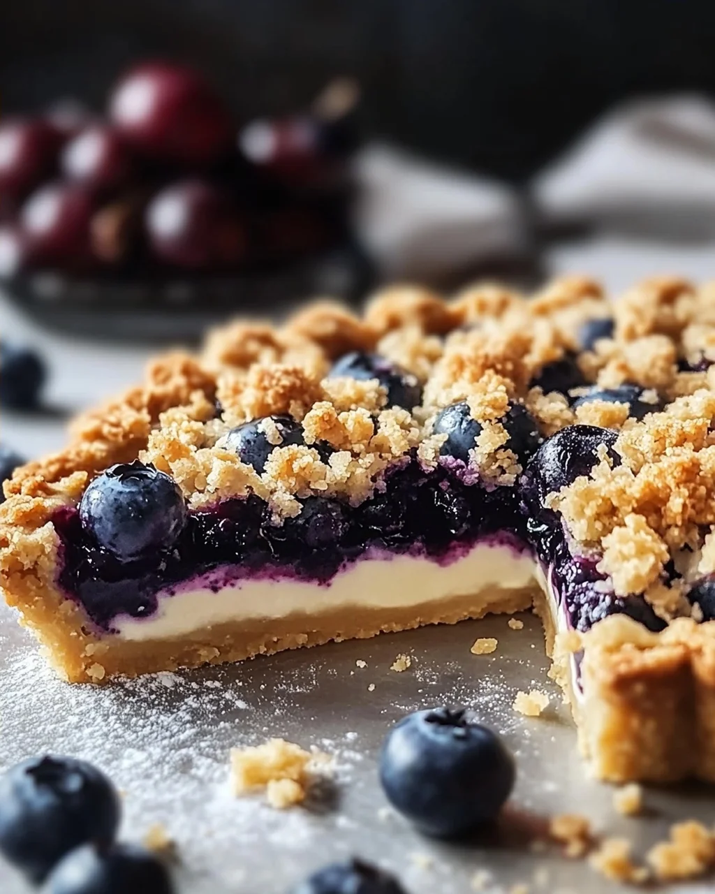Blaubeer-Tarte mit Vanille-Schmand und Streuseln
