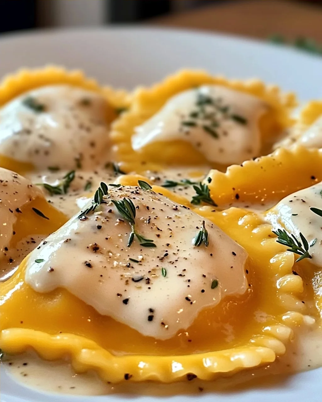Butternut-Kürbis-Ravioli mit cremiger Sauce