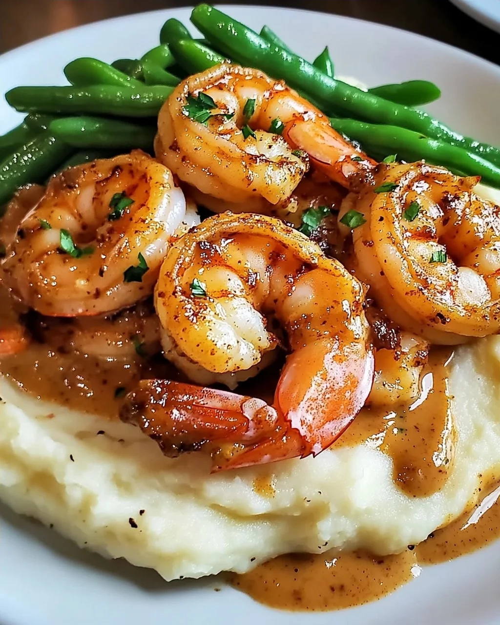 Cajun Garnelen mit Knoblauchcreme und Beilagen