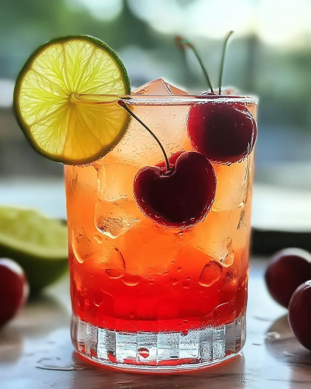 Erfrischende Kirsche Limettenlimonade für den Sommer