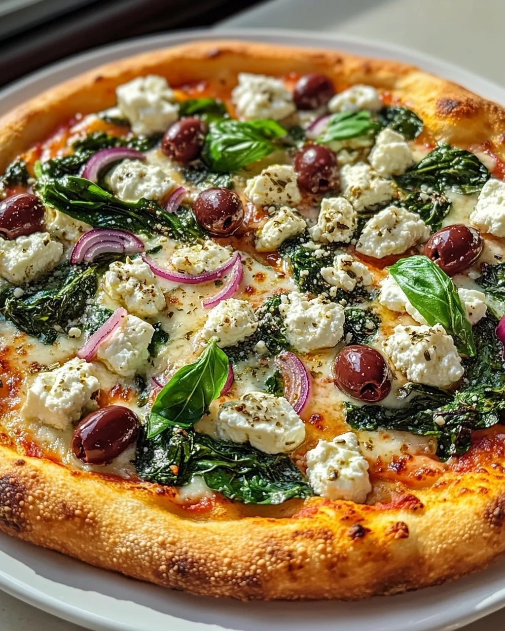 Griechische Pizza: Gerösteter Knoblauch & Spinat Genuss!