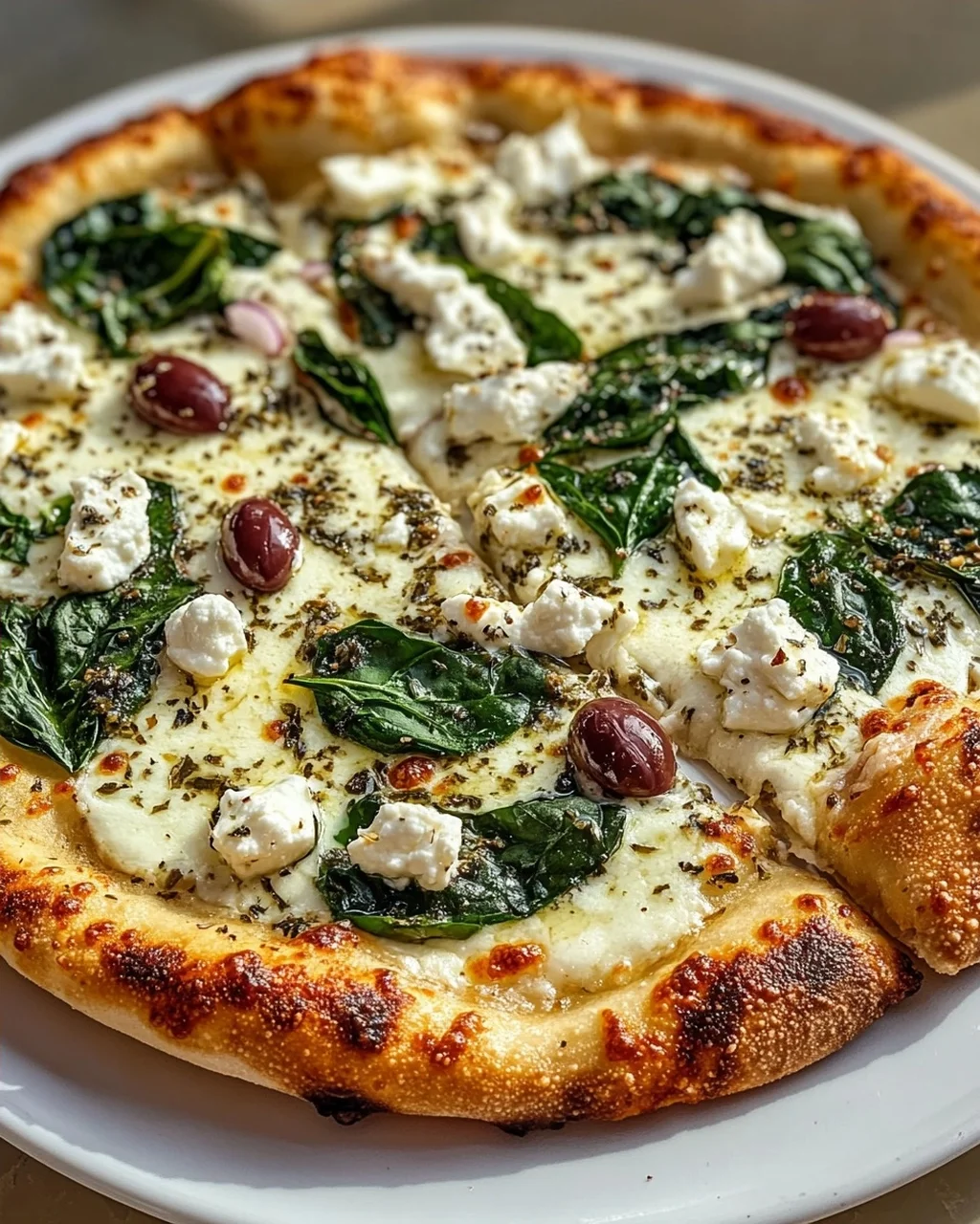 Griechische Pizza: Gerösteter Knoblauch & Spinat Genuss!