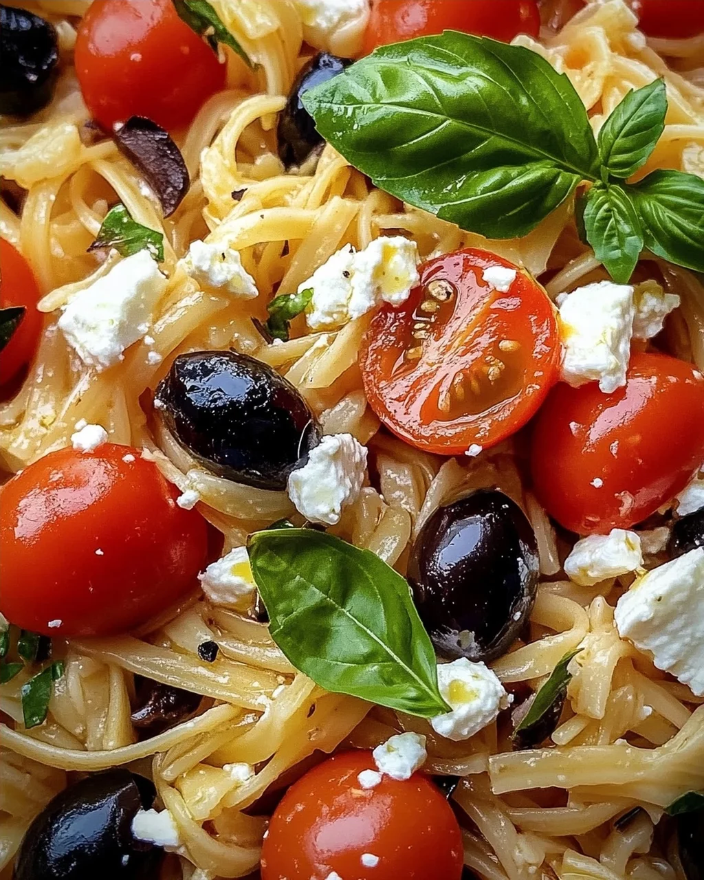 Griechische Reisnudeln mit Tomaten, Feta und Oliven