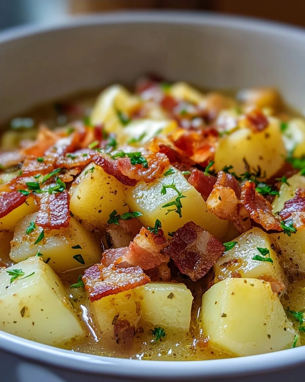 Herzhafter Kartoffel Kohlrabi Eintopf mit Speckwürfeln Rezept
