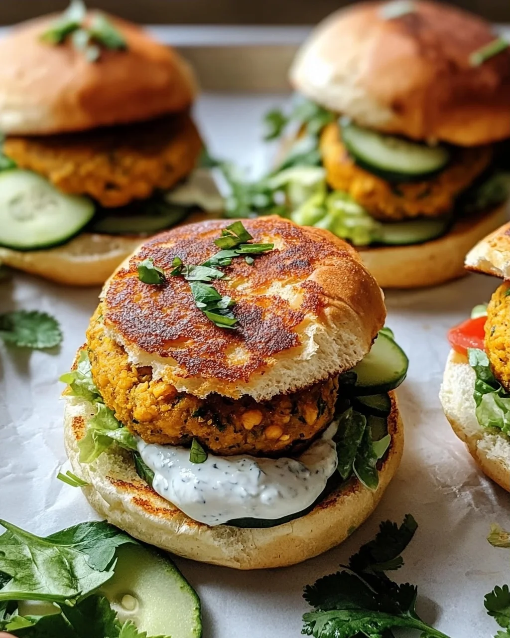 Kichererbsen-Burger mit Mini-Brötchen