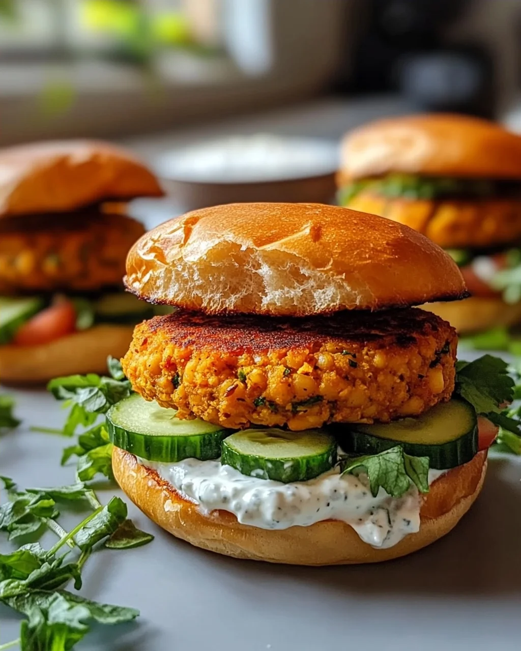 Kichererbsen-Burger mit Mini-Brötchen