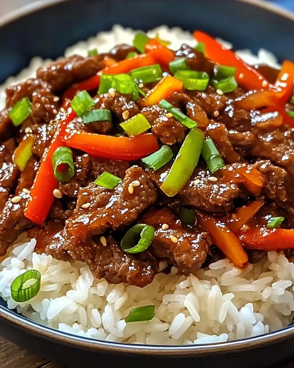 Krosse Chili Rindfleisch Reis in 15 Minuten