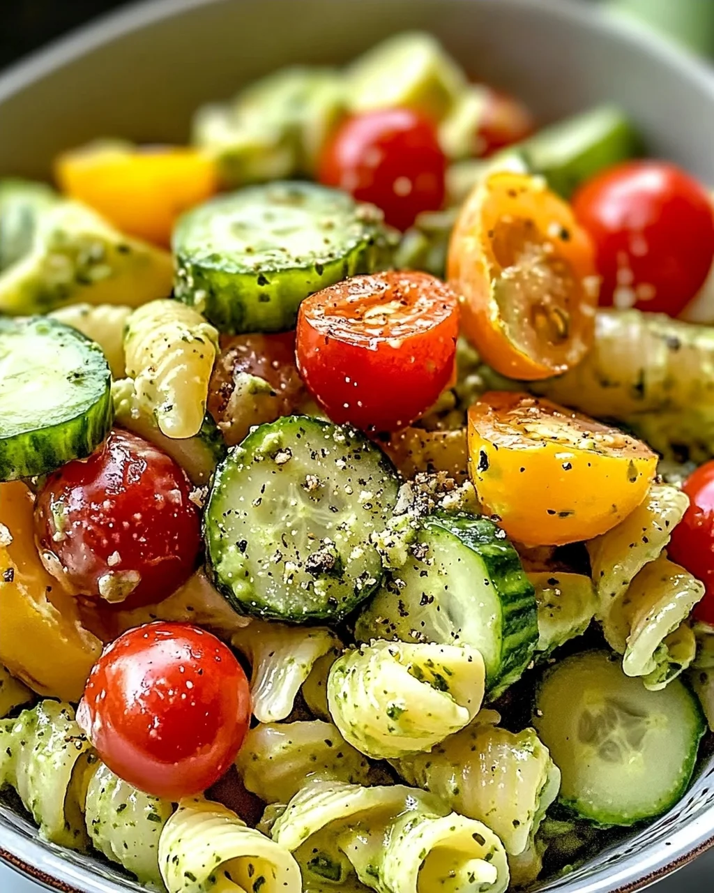 Milchfreier Avocado-Nudelsalat für den Sommer