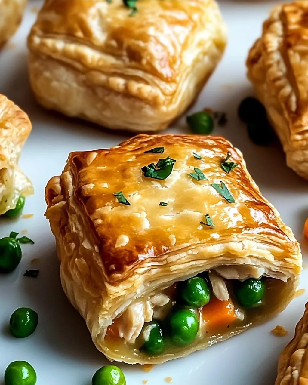 Mini-Hühnchentopf-Pasteten mit Blätterteig genießen