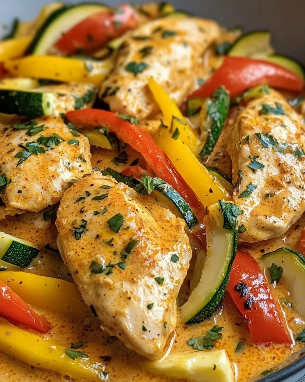 Paprika Zucchini Sahne Hähnchen
