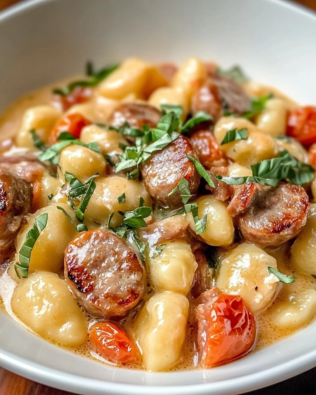 Pfannen-Cremige Gnocchi mit Wurst in 30 Minuten