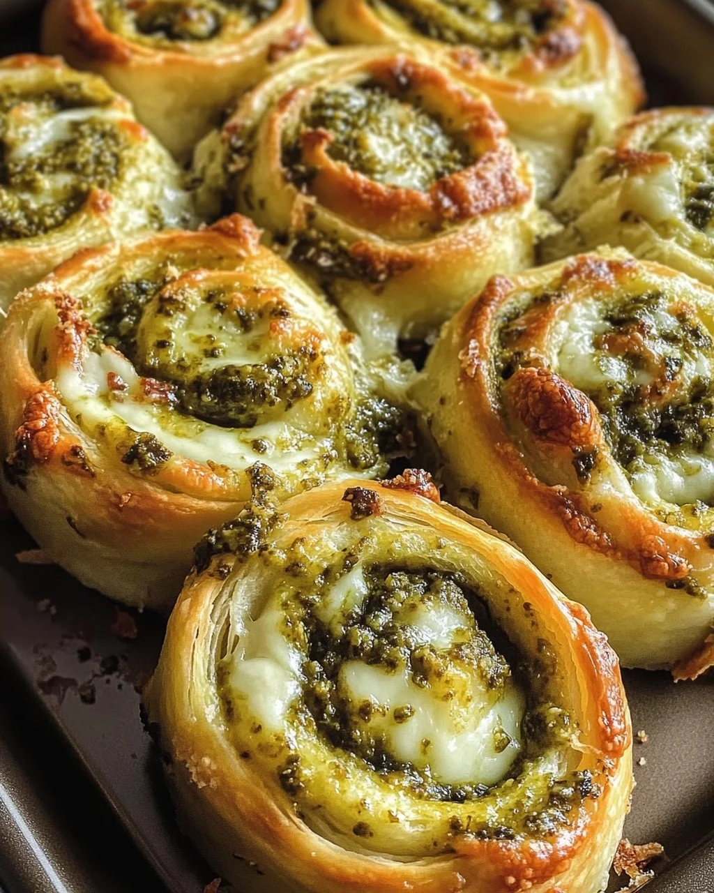 Pizzaschnecken mit Pesto und Mozzarella