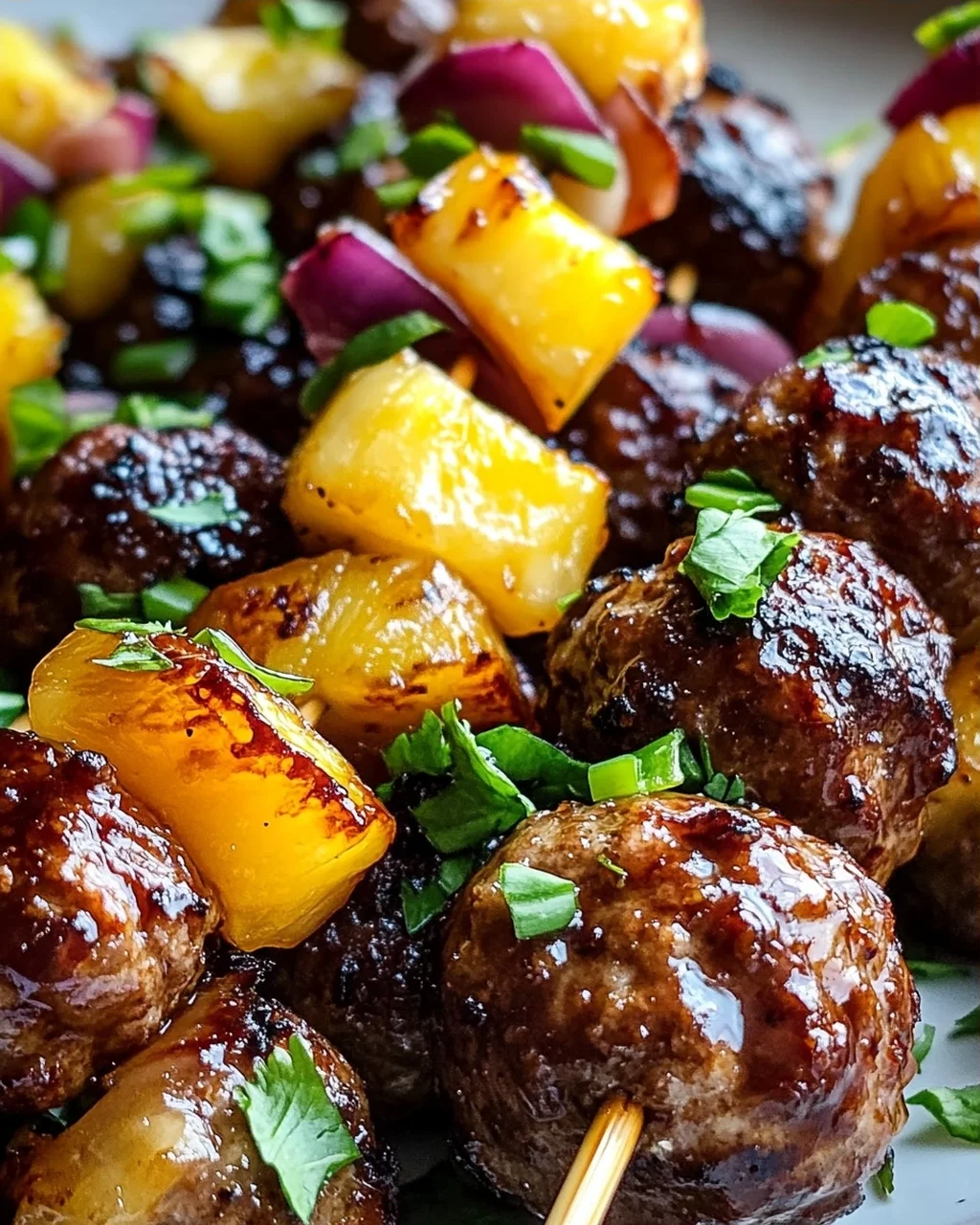 Rezept: Teriyaki Ananas Fleischbällchen-Spieße – Schnell & Lecker!