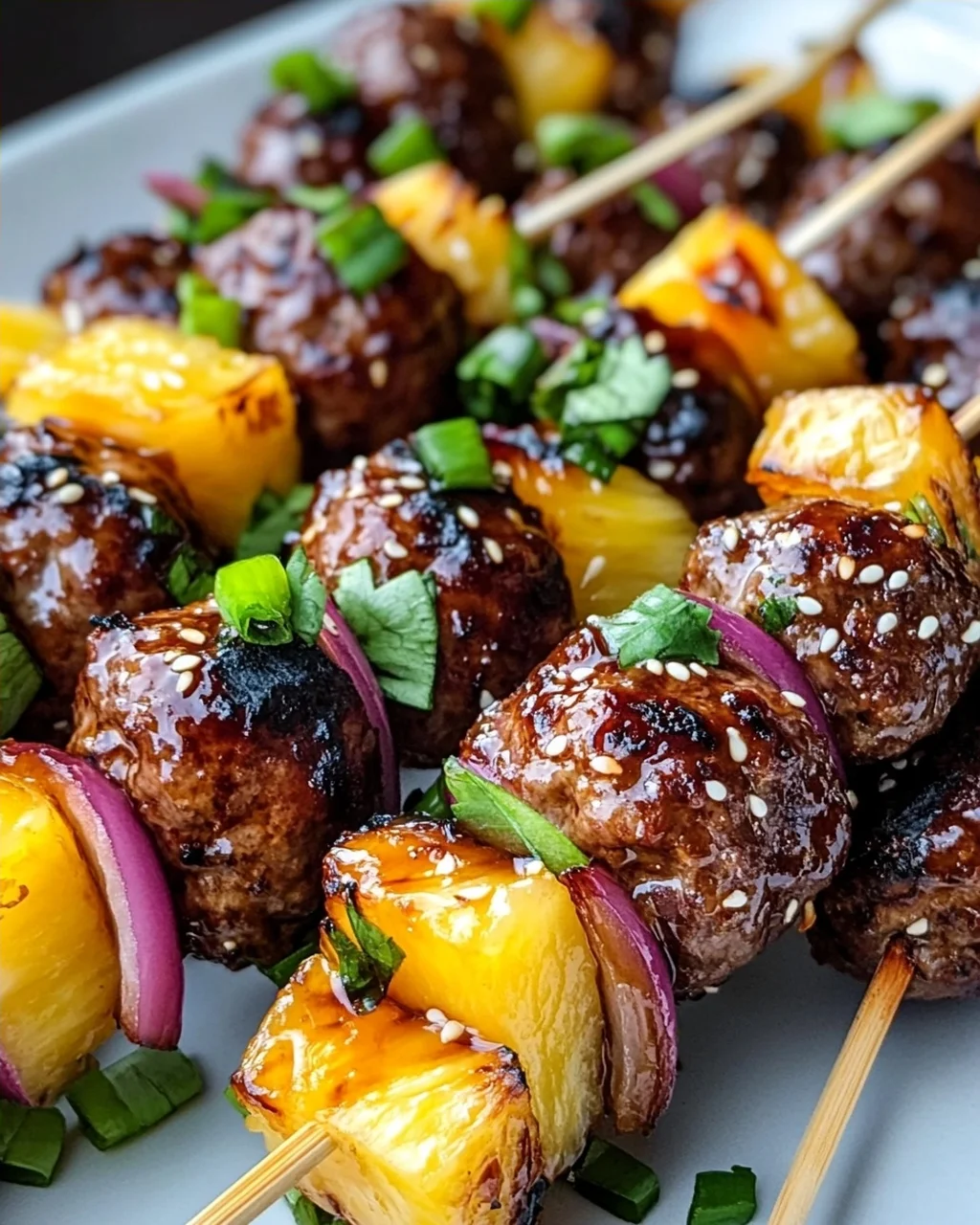 Rezept: Teriyaki Ananas Fleischbällchen-Spieße – Schnell & Lecker!