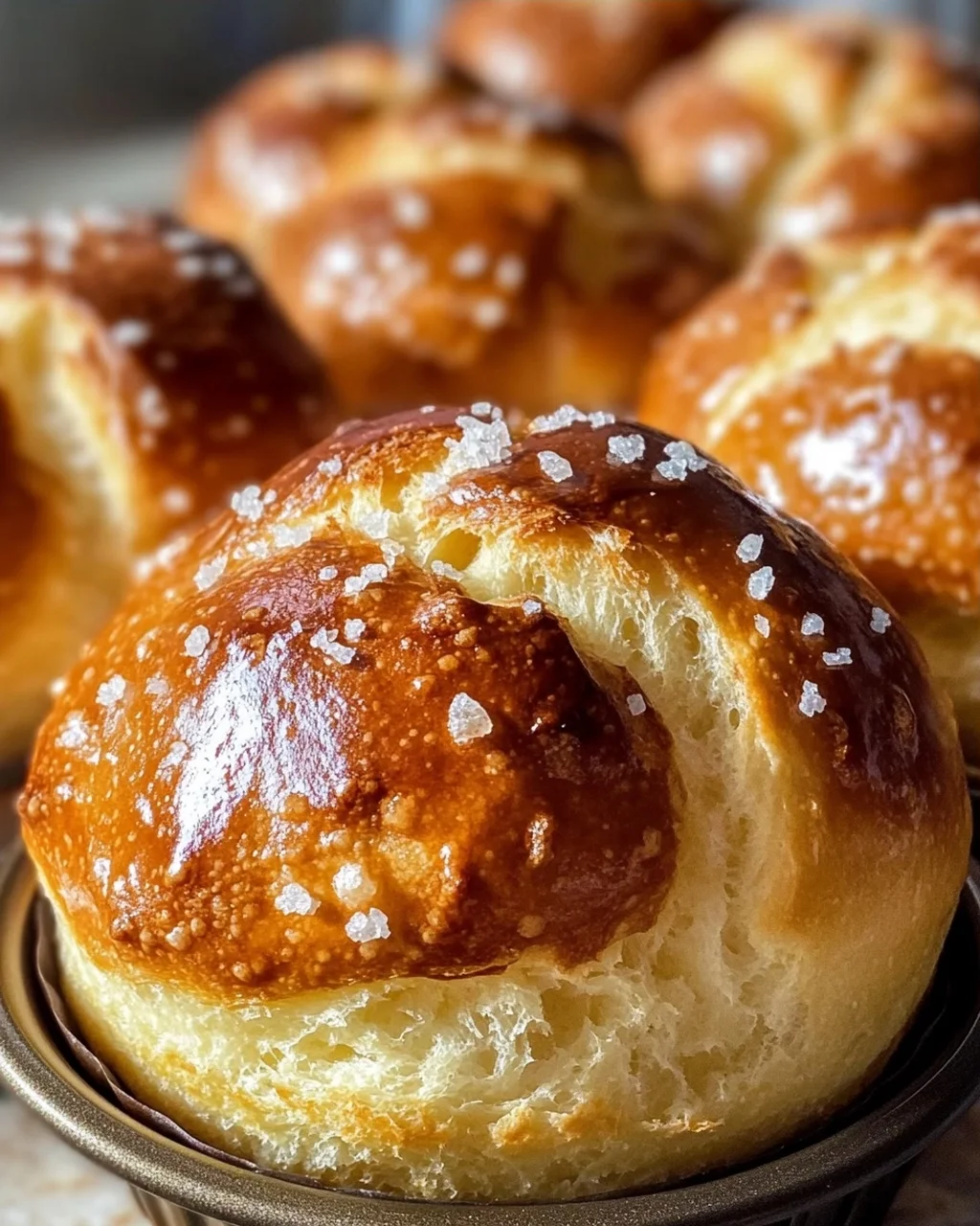 Rezept für Laugenbrötchen im Muffinsblech gebacken
