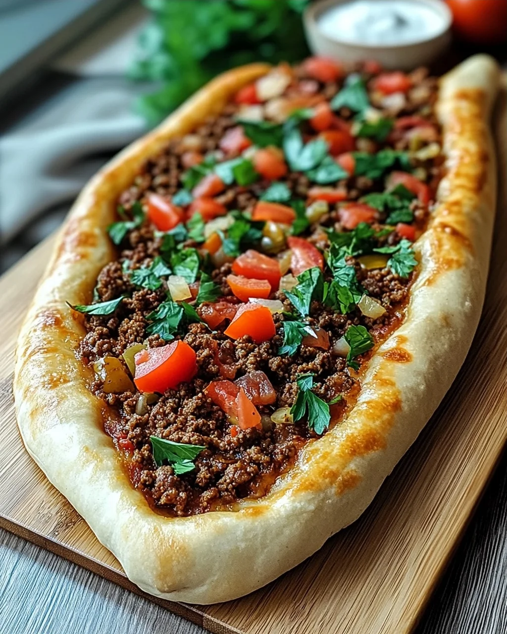 Türkische Pide mit Hackfleisch