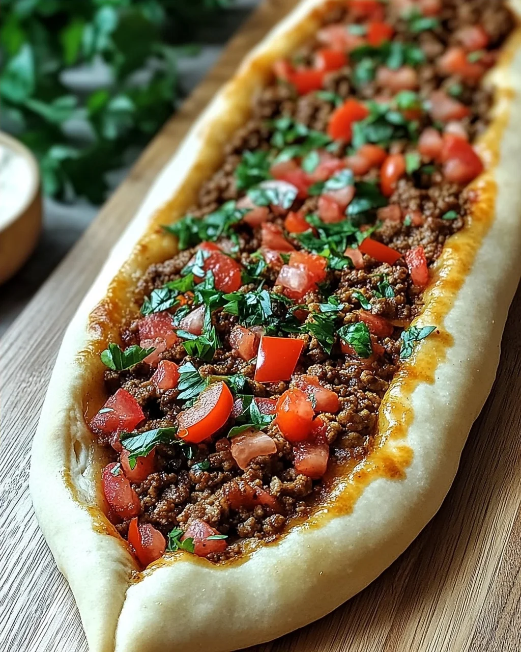 Türkische Pide mit Hackfleisch