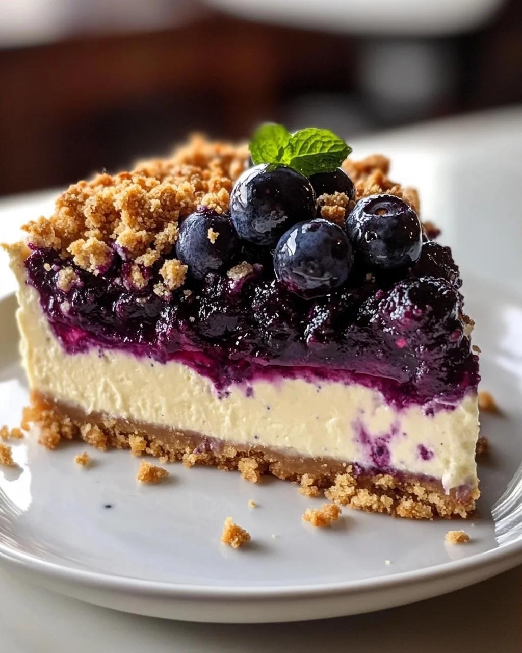 Veganer Blaubeer-Crumble-Cheesecake mit Cashew-Creme Rezept