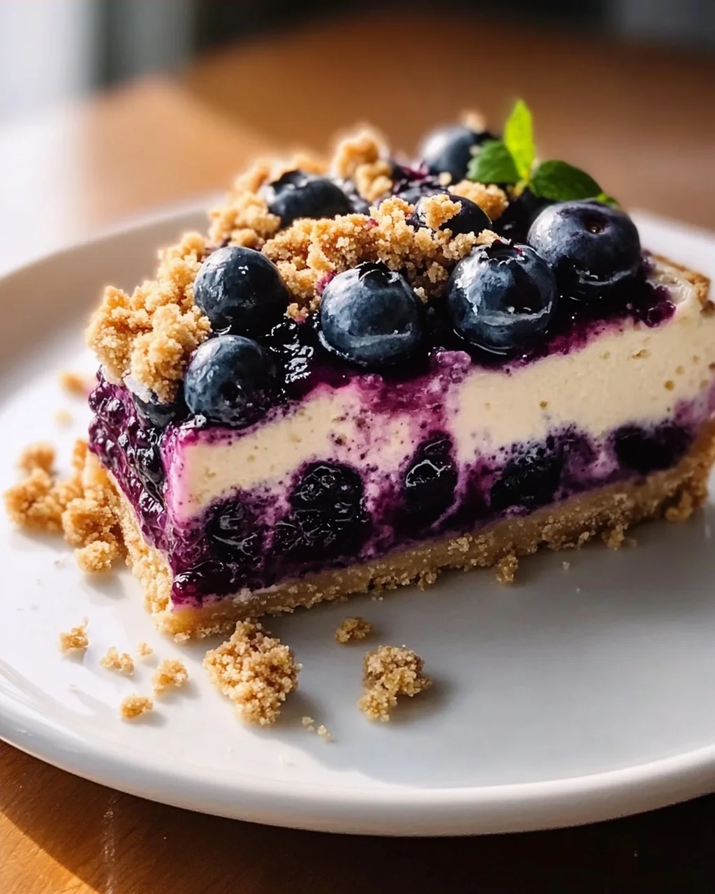 Veganer Blaubeer-Crumble-Cheesecake mit Cashew-Creme Rezept