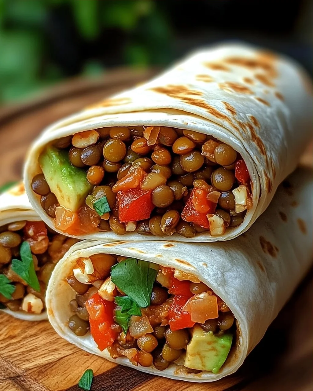 Vegetarische Burritos mit Linsen und Walnüssen