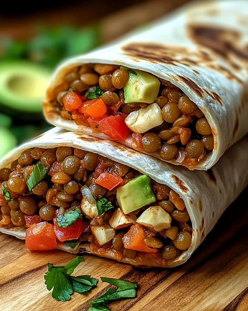 Vegetarische Burritos mit Linsen und Walnüssen